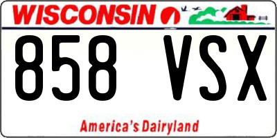 WI license plate 858VSX