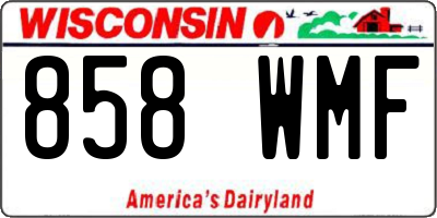 WI license plate 858WMF