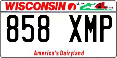 WI license plate 858XMP