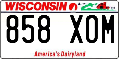 WI license plate 858XOM