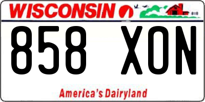 WI license plate 858XON