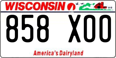 WI license plate 858XOO