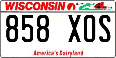 WI license plate 858XOS