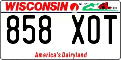 WI license plate 858XOT