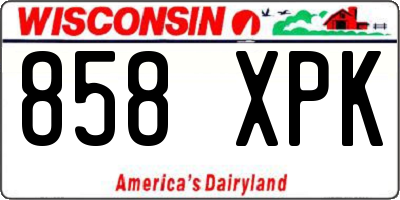 WI license plate 858XPK