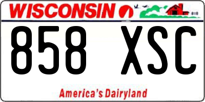 WI license plate 858XSC