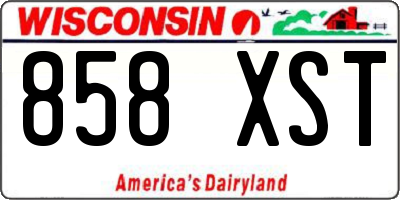 WI license plate 858XST