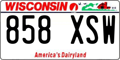 WI license plate 858XSW