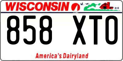 WI license plate 858XTO