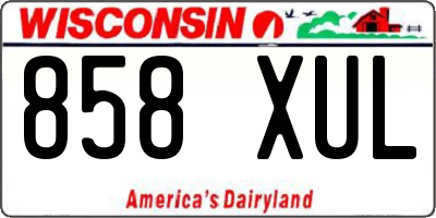 WI license plate 858XUL