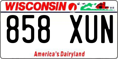 WI license plate 858XUN