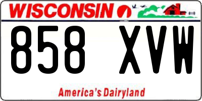 WI license plate 858XVW