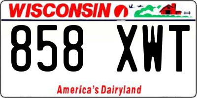 WI license plate 858XWT