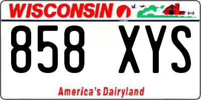 WI license plate 858XYS