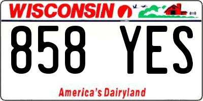 WI license plate 858YES