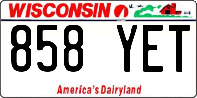 WI license plate 858YET