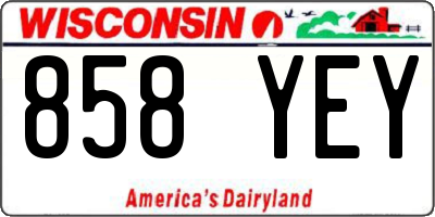 WI license plate 858YEY