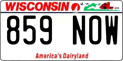 WI license plate 859NOW