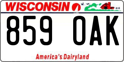 WI license plate 859OAK