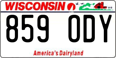 WI license plate 859ODY