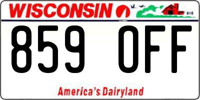 WI license plate 859OFF