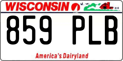 WI license plate 859PLB