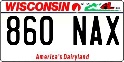 WI license plate 860NAX