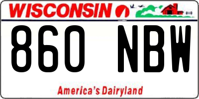 WI license plate 860NBW