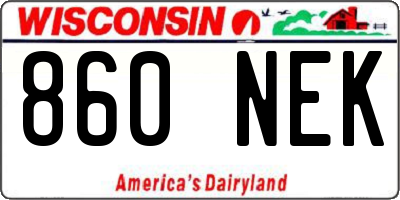 WI license plate 860NEK