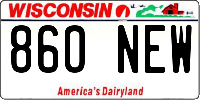 WI license plate 860NEW