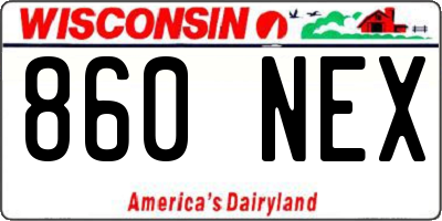 WI license plate 860NEX