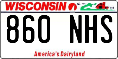 WI license plate 860NHS