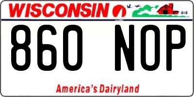 WI license plate 860NOP