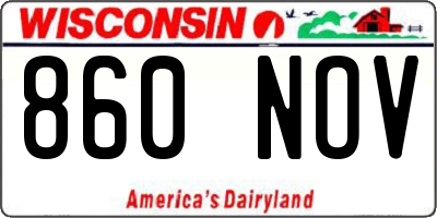 WI license plate 860NOV