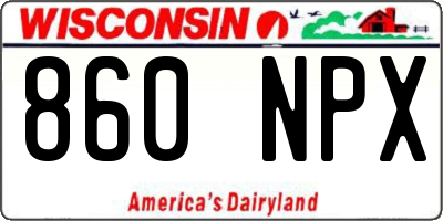 WI license plate 860NPX