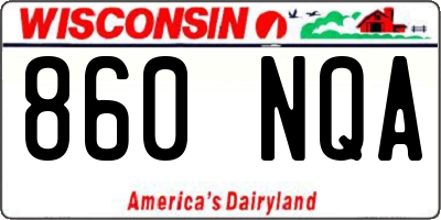 WI license plate 860NQA