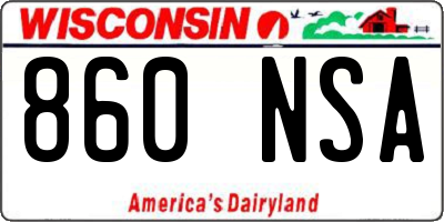 WI license plate 860NSA