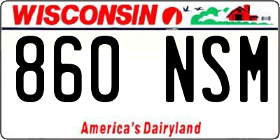 WI license plate 860NSM
