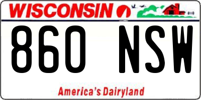 WI license plate 860NSW