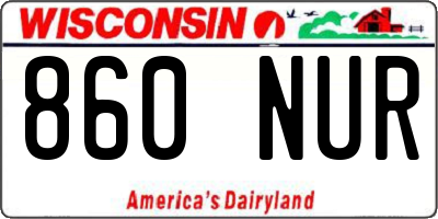 WI license plate 860NUR