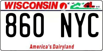 WI license plate 860NYC