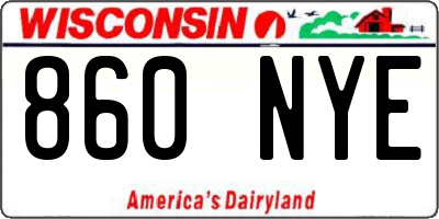 WI license plate 860NYE