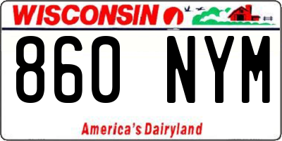 WI license plate 860NYM