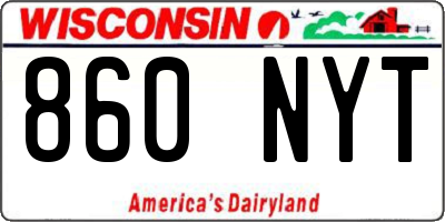 WI license plate 860NYT