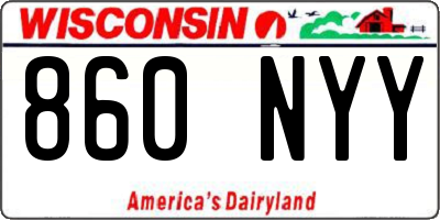WI license plate 860NYY