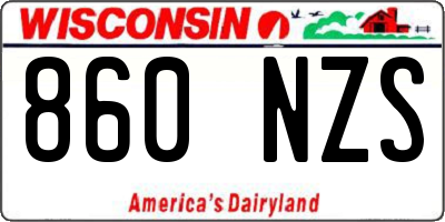 WI license plate 860NZS