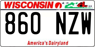 WI license plate 860NZW