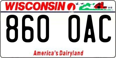 WI license plate 860OAC