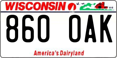 WI license plate 860OAK
