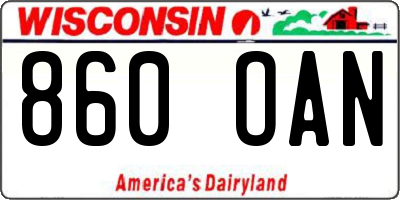 WI license plate 860OAN
